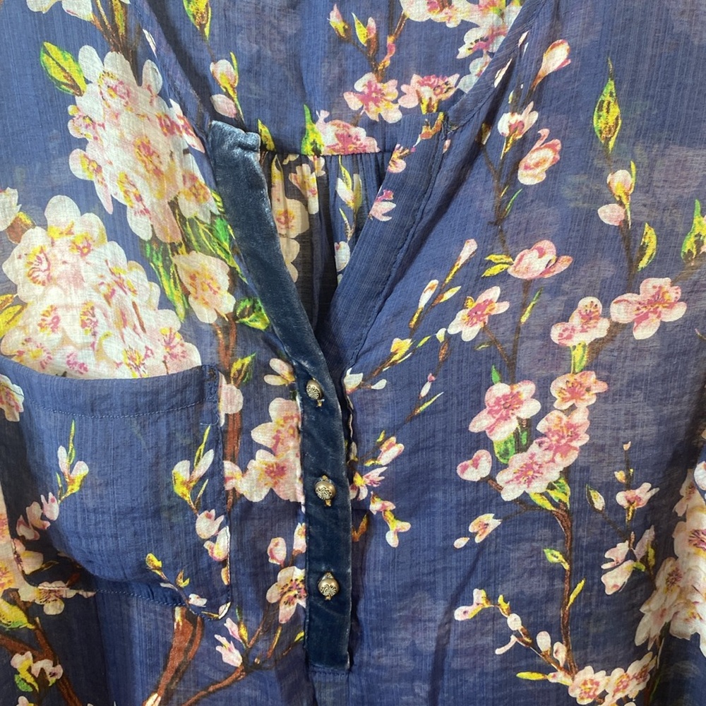 Soft Surroundings Adele Cherry Blossom/Plaid Oversized Tunic See Measurements - Picture 5 of 14